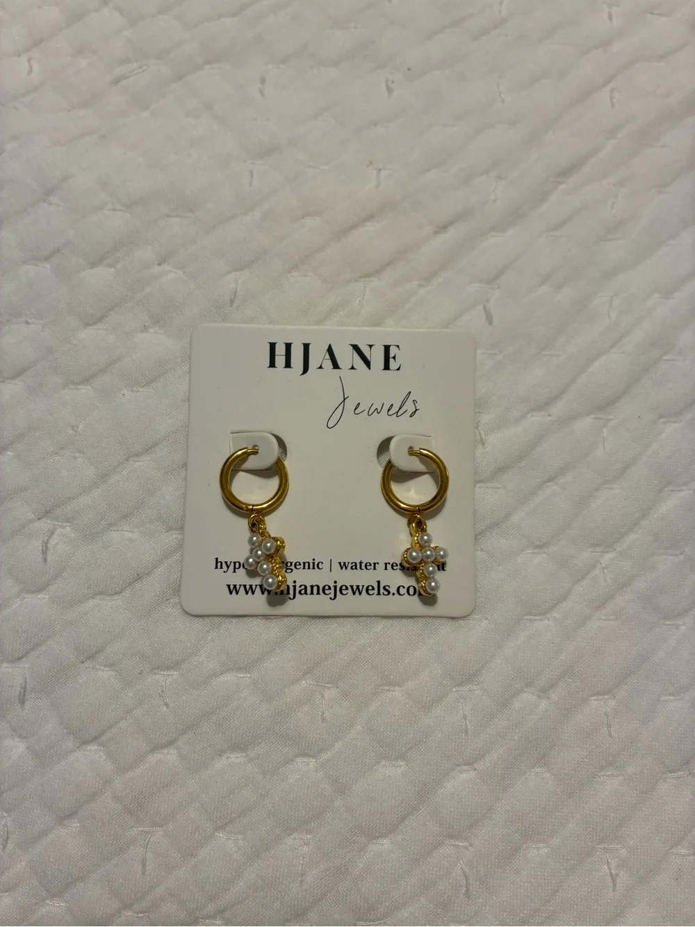 HJaneJewels Gold Hoop Earrings with Pearl Cluster